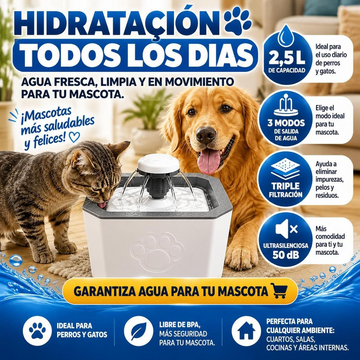 Fuente de Agua Bebedero Automatico Antibacteriana para Mascotas